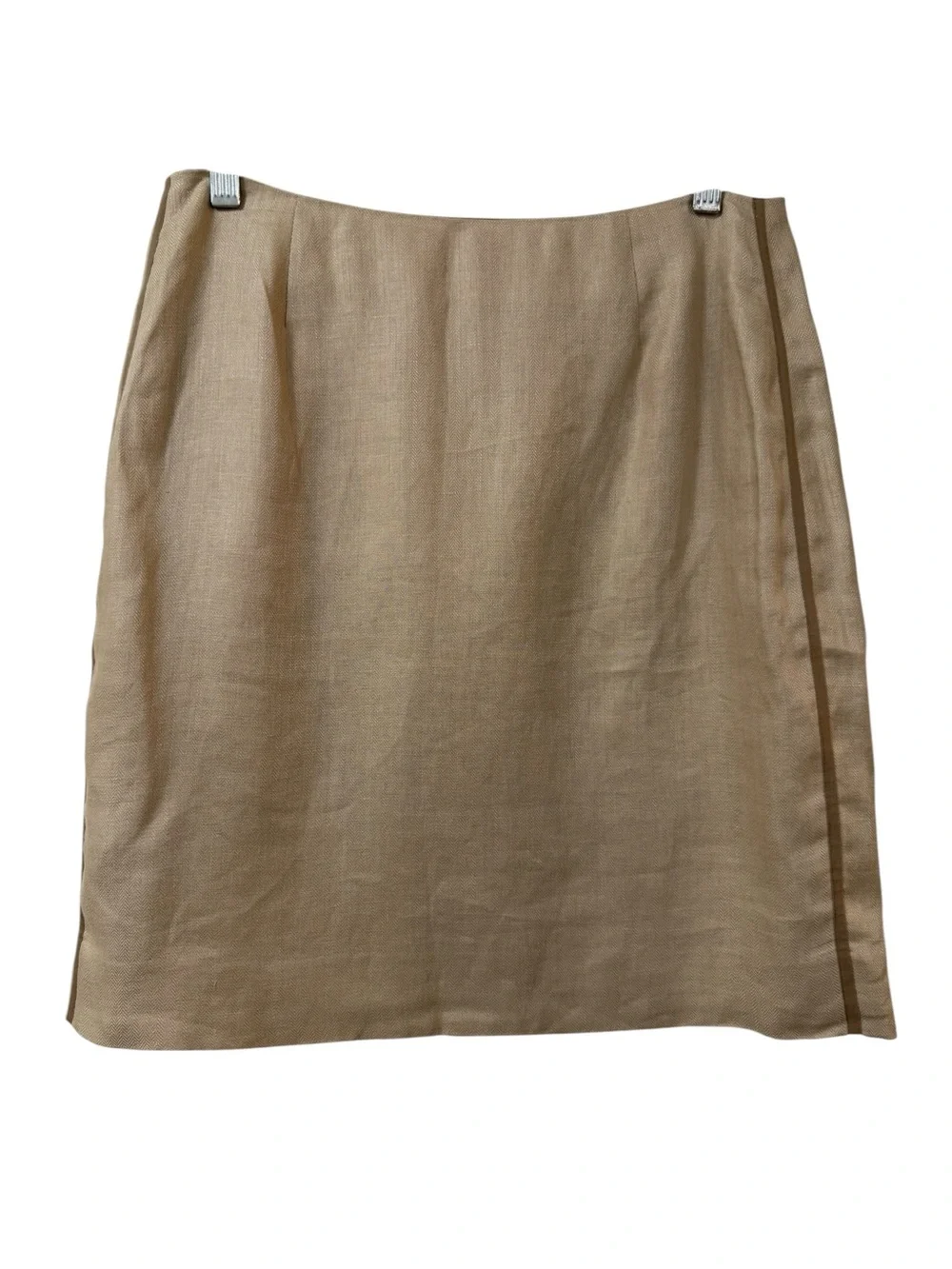 J. Crew collection linen pencil skirt tan beige size 6 quiet luxury office